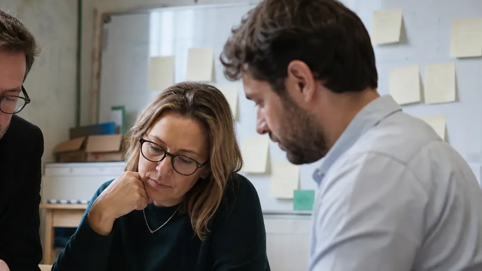 Developer and client discussing a project agreement at a meeting table